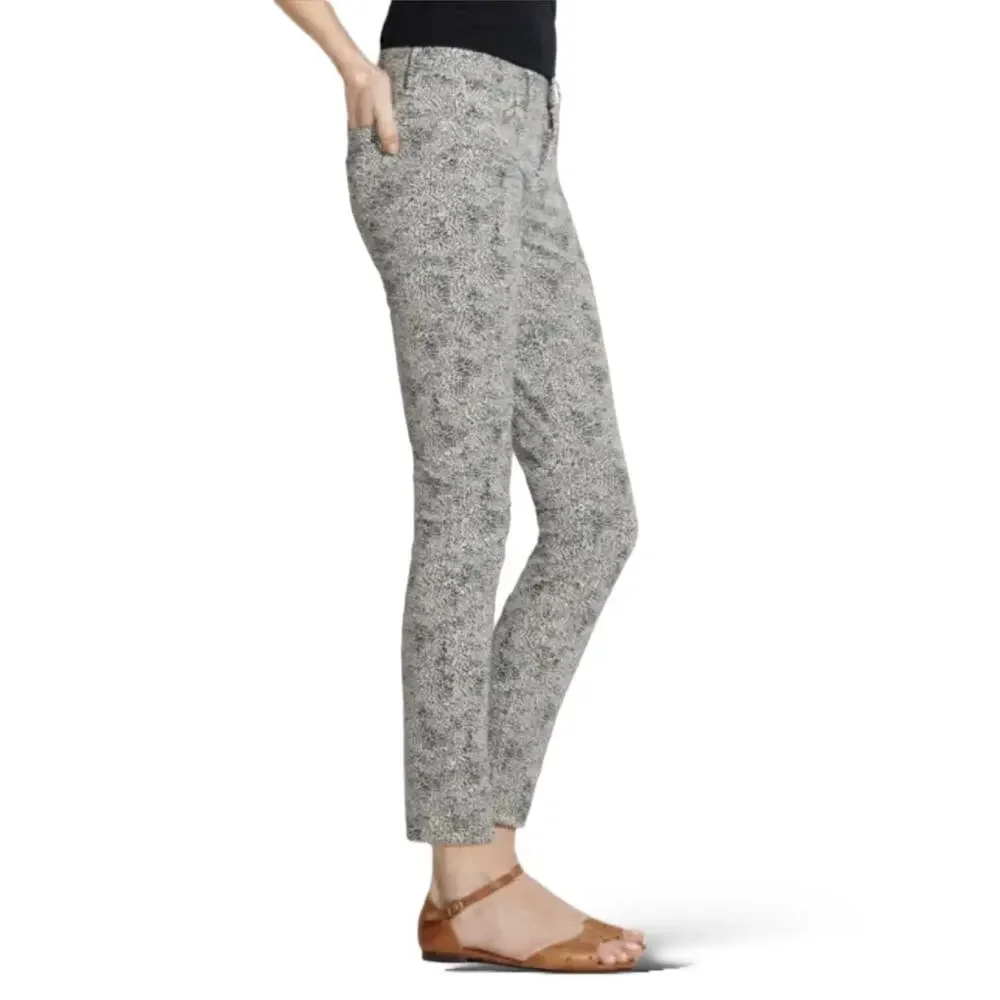 MADEWELL Safari Dotted Print Pants Mid Rise Ankle Stretch Slim White Black